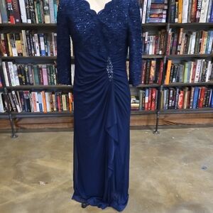 Elegant Navy Evening Gown By Alex Evenings